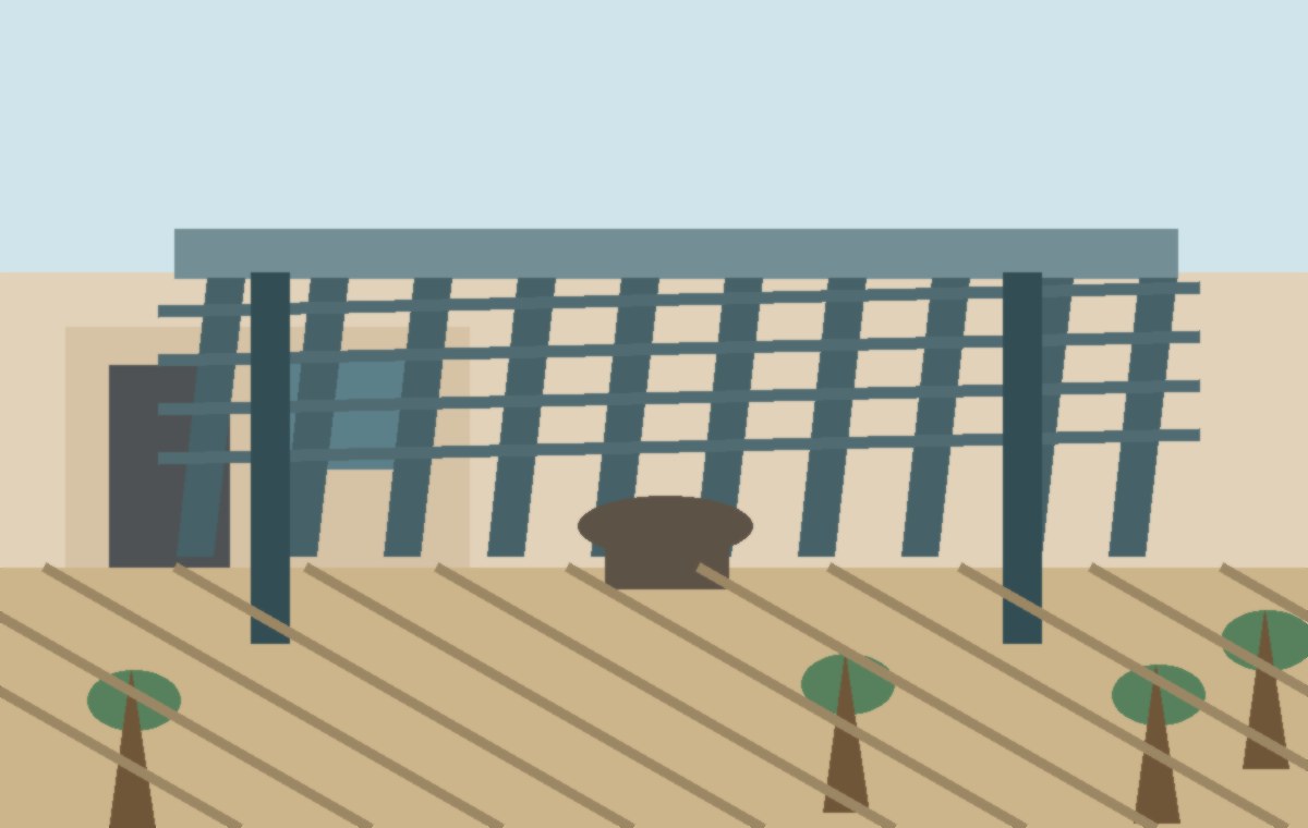 Patio cover roof edge and gutter detail for monsoon runoff planning