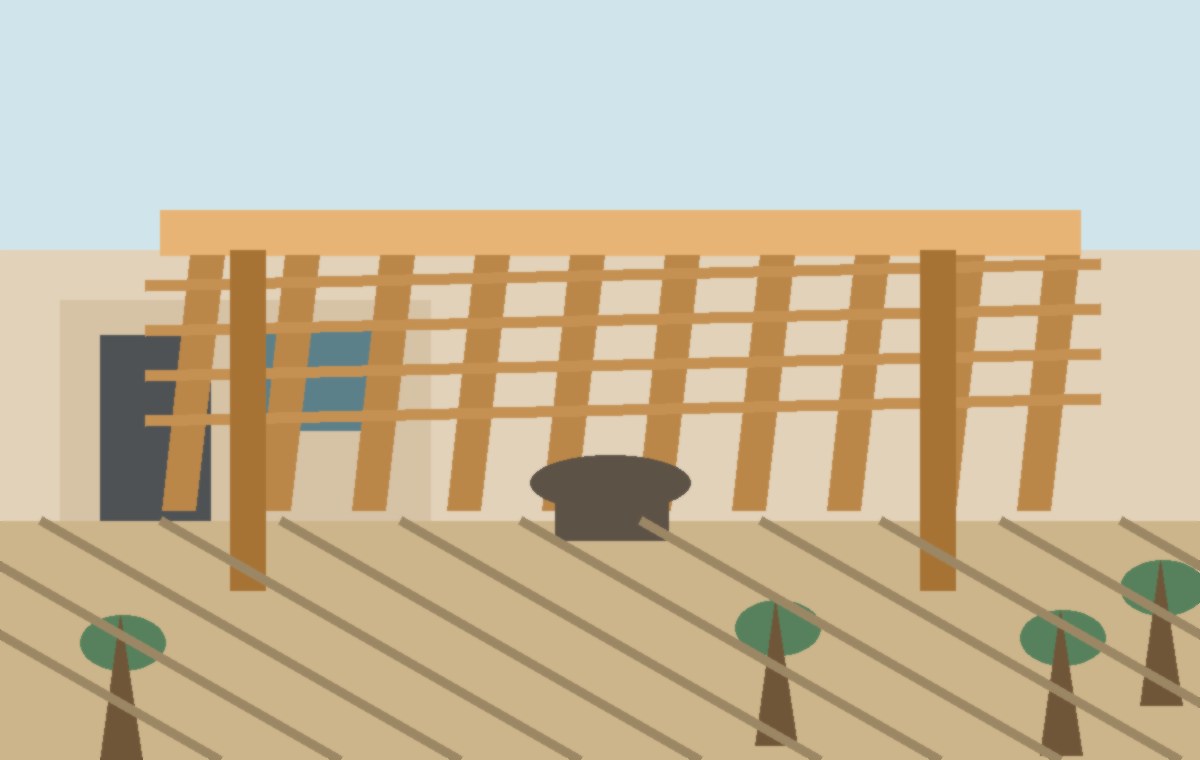 Alumawood-style patio cover shading a Chandler stucco home patio