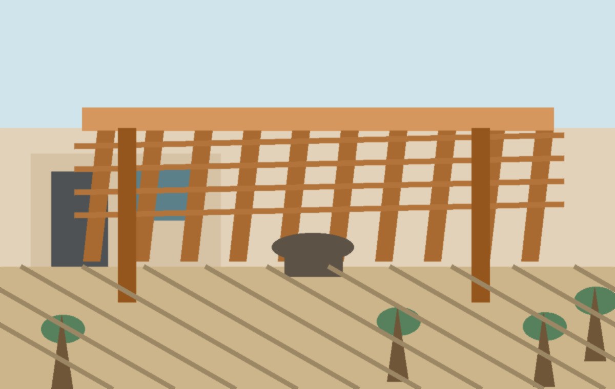 Low-maintenance patio cover for a Sun Lakes backyard with desert landscaping